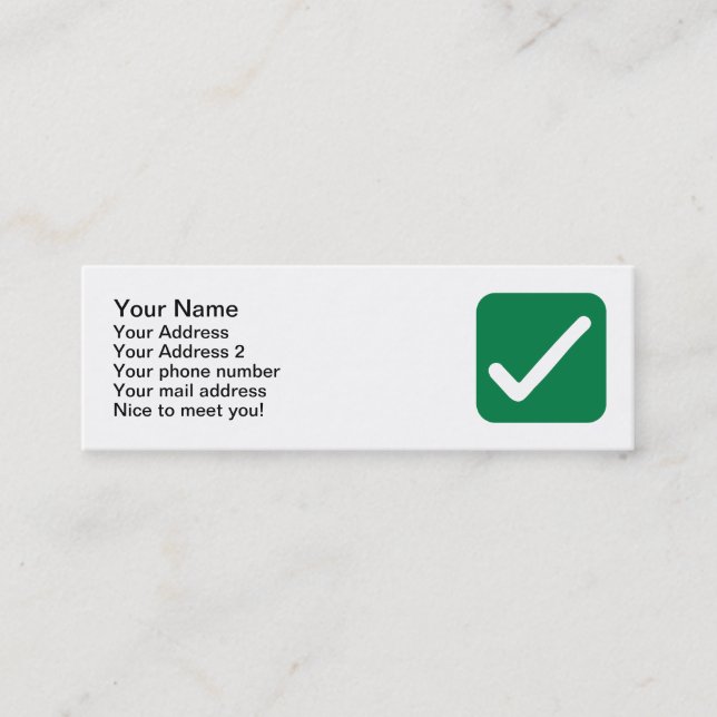 Minitarjeta De Visita Marca de verificación (Anverso)
