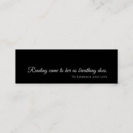 Minitarjeta De Visita Marcapáginas moderno negro | Regalo de lector pers