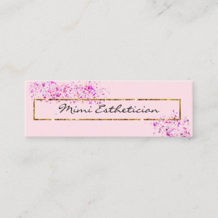 Minitarjeta De Visita Marco dorado rosado Confetti Belleza profesional