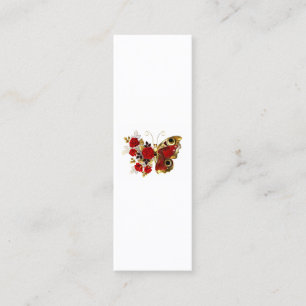 Minitarjeta De Visita Mariposa de flor roja con rosas rojas
