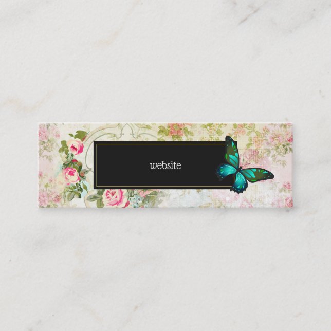 Minitarjeta De Visita Mariposa verde esmeralda en el collage de la cosec (Anverso)