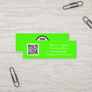Minitarjeta De Visita Medios sociales Código QR Verde fluorescente escan