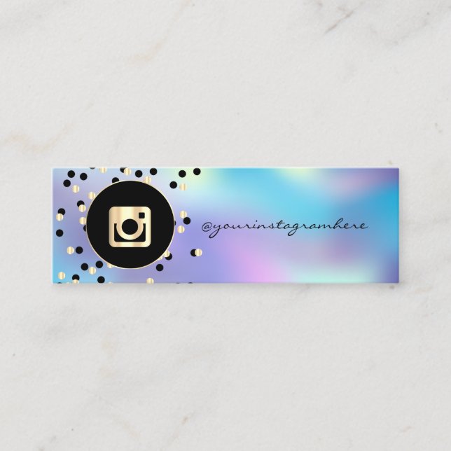 Minitarjeta De Visita Medios sociales holográficos modernos simples en I (Anverso)