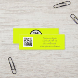 Minitarjeta De Visita Medios sociales QR Code Sencillo fluorescente amar
