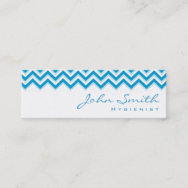 Minitarjeta De Visita Mini Blue Zigzag Hygienist Business Card (Anverso)