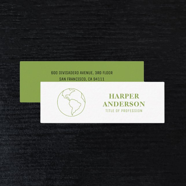 Minitarjeta De Visita Mini logo mínimo de Green Earth | Eco Profesional (Subido por el creador)
