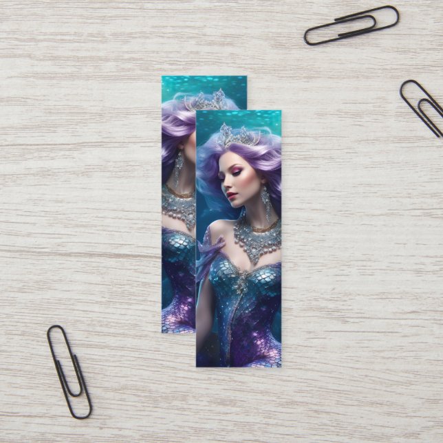 Minitarjeta De Visita Mini marcador de pelo morado de sirena (Anverso/Reverso In Situ)