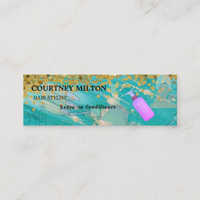 Minitarjeta De Visita Minimalist Elegant Ivory Black Golden Hair Stylist (Anverso)