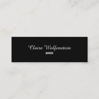 Minitarjeta De Visita Minimalista Blanco y Negro Script Profesional