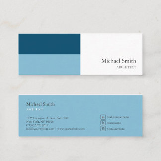 Minitarjeta De Visita minimalista bloques geométricos azul elegante