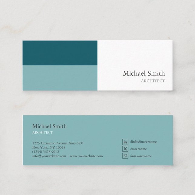 Minitarjeta De Visita minimalista bloques geométricos turquesa elegante (Subido por el creador)