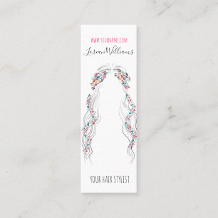 Minitarjeta De Visita Minimalista Hairstylist Bride Wavy Hair Moda Flora