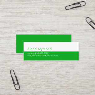 Minitarjeta De Visita Minimalista Moderno Medio Verde y Blanco Simple