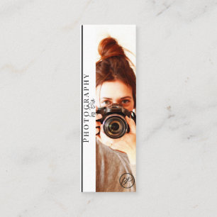 Minitarjeta De Visita Minimalista Negro y Blanco Fotografía de tu Logo
