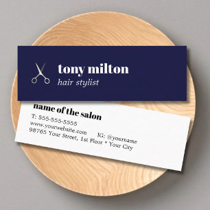 Minitarjeta De Visita Minimalistas tijeras de plata azul profundo Hair S