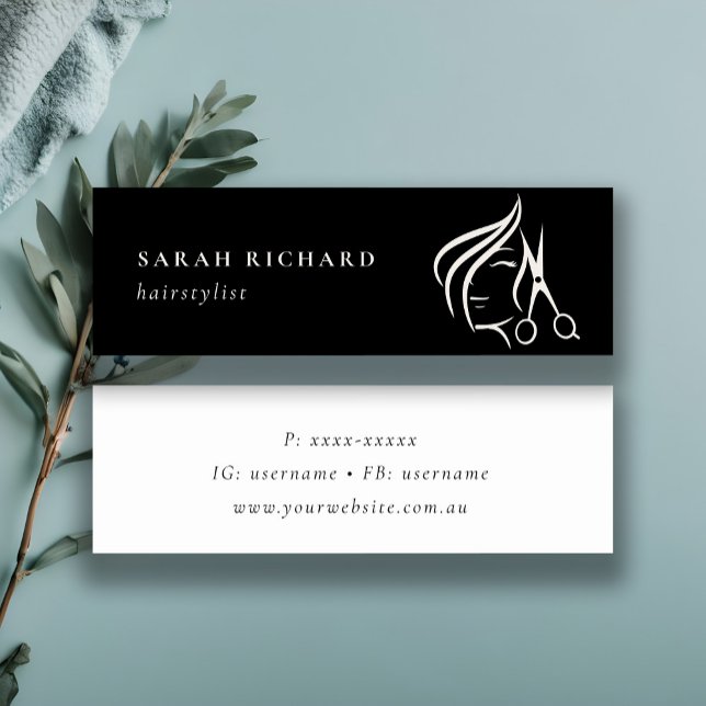Minitarjeta De Visita Mínimo Hairstylist Black & White Hair Scissor (Subido por el creador)