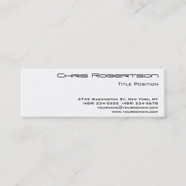 Minitarjeta De Visita Minitarjeta delgada con encanto blanco negro (Anverso)