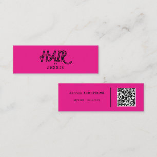 Minitarjeta De Visita Minitarjeta rosa de código QR estilo cabello de Gu