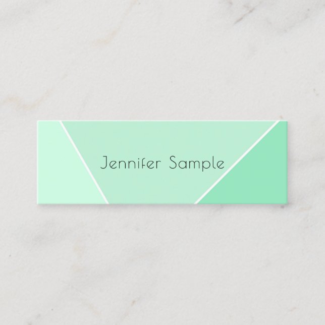 Minitarjeta De Visita Mint Green Modern Simple Design Elegant Template (Anverso)