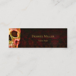 Minitarjeta De Visita Mitad de cráneo gótica frente a tatuaje verde rojo