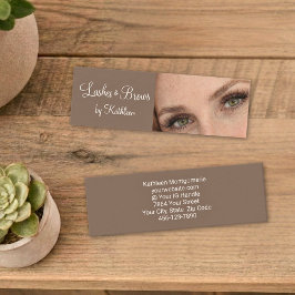 Minitarjeta De Visita Mocha Cream Script Photo Lashes and Brows