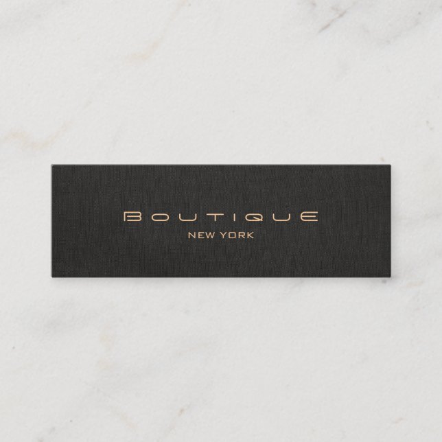 Minitarjeta De Visita Moda Boutique Stylish Designer Faux Black Linen (Anverso)