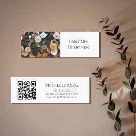 Minitarjeta De Visita Moda Código QR Scoder Botones simples Profesional