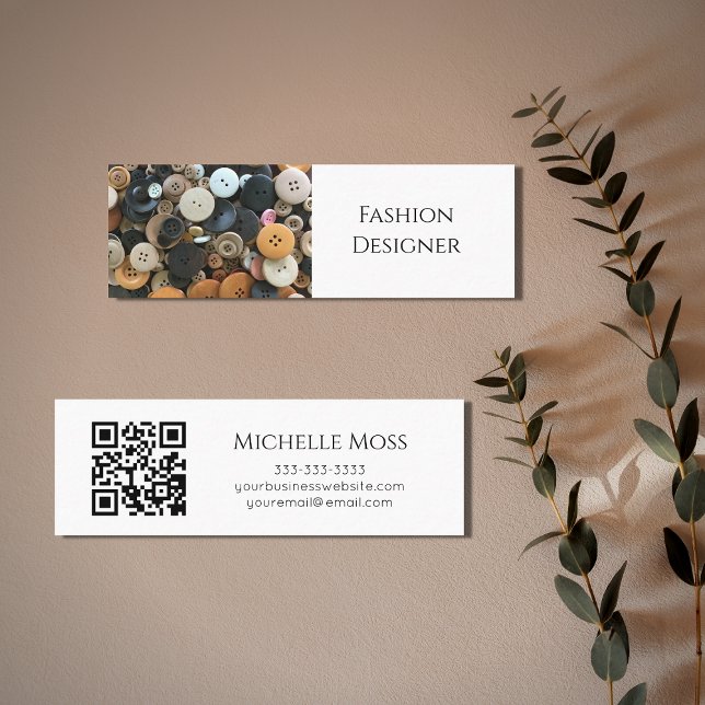 Minitarjeta De Visita Moda Código QR Scoder Botones simples Profesional (Subido por el creador)