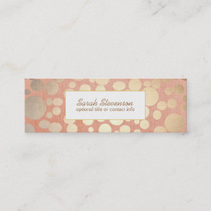Minitarjeta De Visita Moda Faux Gold Leaf Círculos Lino Rosa
