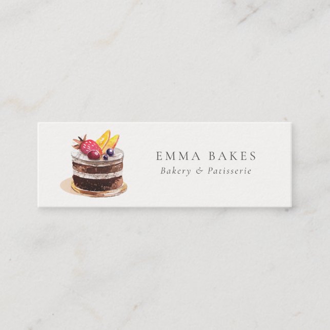 MINITARJETA DE VISITA MODA FRUTA FLORAL CAKE PATISSERIE CUPCAKE BAKERÍA (Anverso)