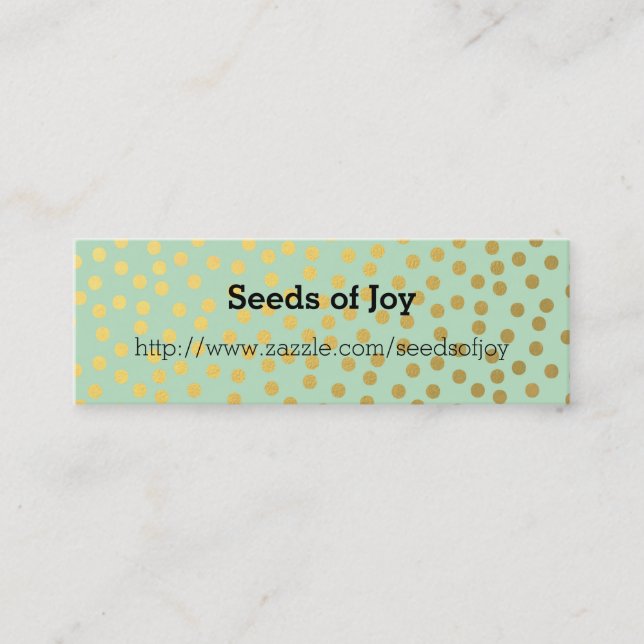 Minitarjeta De Visita Moda Mint Gold Confetti Dots (Anverso)