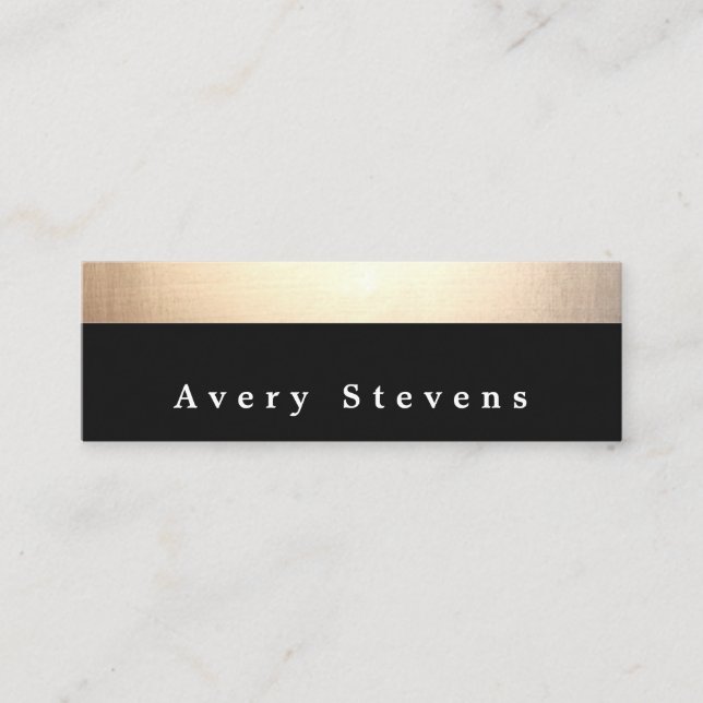 Minitarjeta De Visita Moda moderna en negro y rayas de oro (Anverso)
