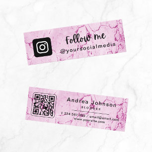 Minitarjeta De Visita Moda moderna Marble rosa Instagram seguir el códig