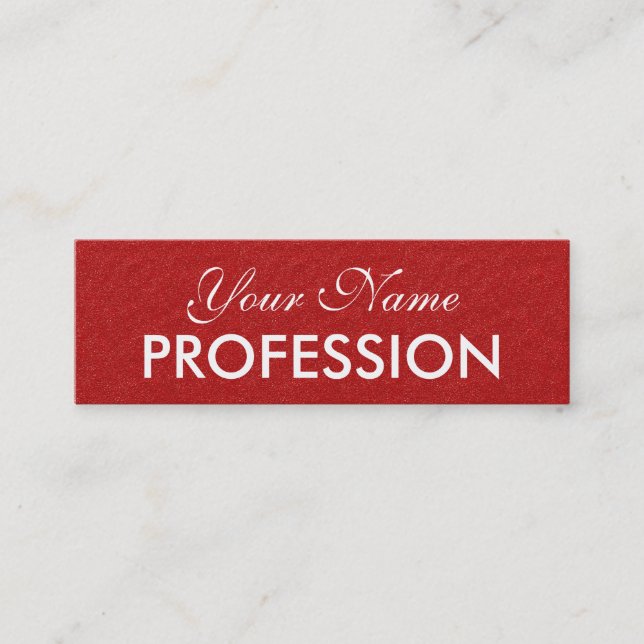 Minitarjeta De Visita Moda Purpurina Rojo Blanco Elegante DIY Textos (Anverso)