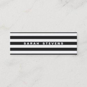 Minitarjeta De Visita Moda Salón y Spa Moderno de rayas blancas y negras