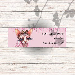 Minitarjeta De Visita Moda Sfinx Gato Groomer Purpurina rosado goteo