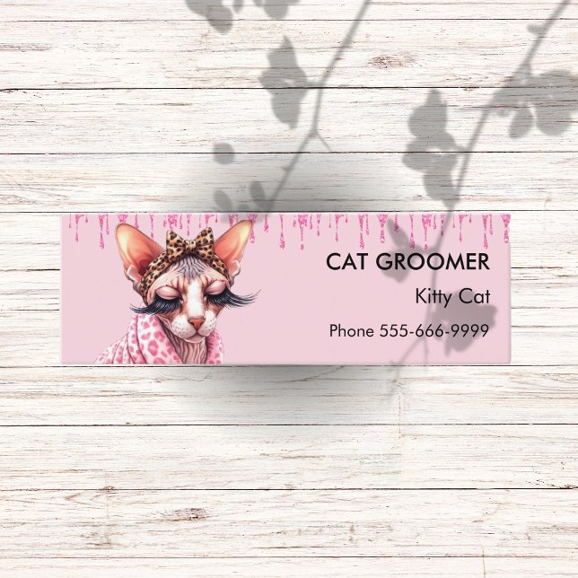 Minitarjeta De Visita Moda Sfinx Gato Groomer Purpurina rosado goteo (Subido por el creador)