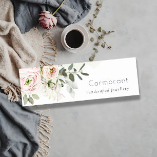 Minitarjeta De Visita Moda suave Rubor Peony Pink Leafy Floral Botánica