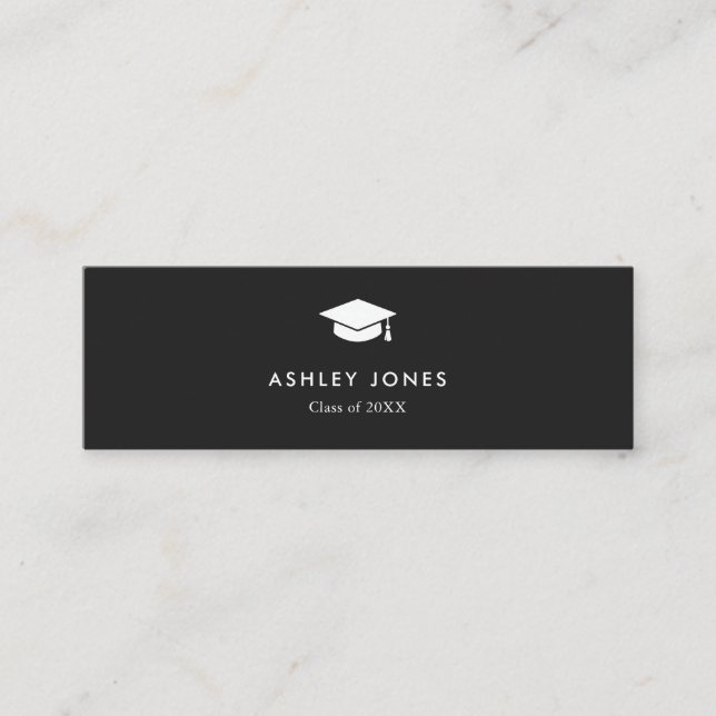Minitarjeta De Visita Modern Black Simple Graduation Name Card (Anverso)