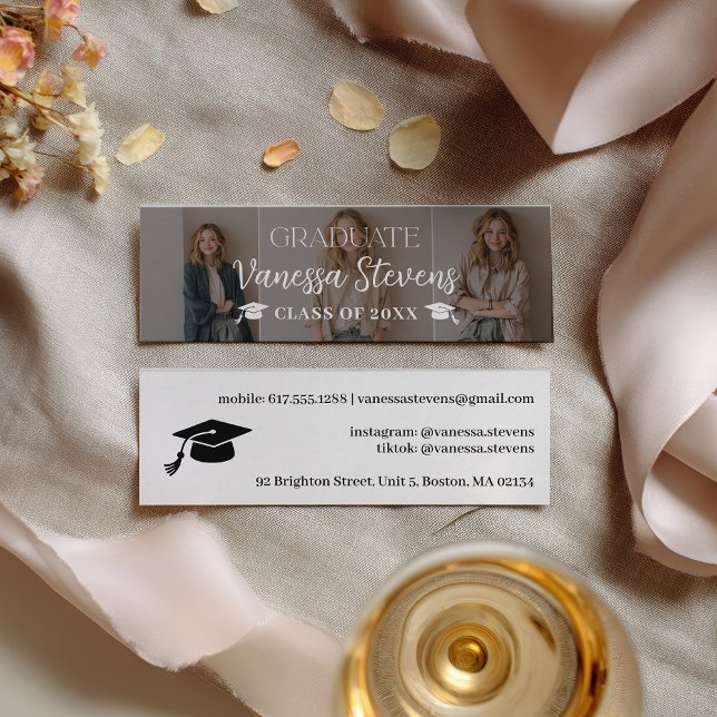 Minitarjeta De Visita Modern Casual  Simple3 photos name card graduation (Modern Casual Simple3 photos name card graduation)
