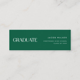 Minitarjeta De Visita Modern Dark Green Striped Graduation Name Card