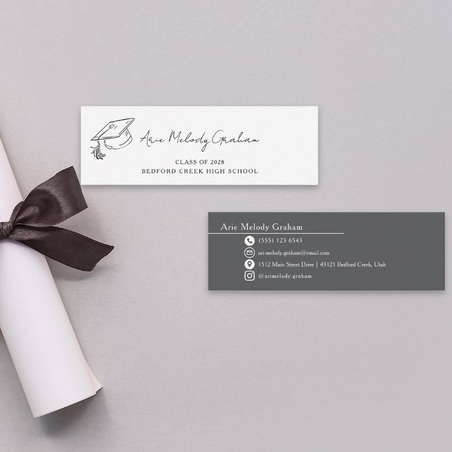 Minitarjeta De Visita Modern Handwritten Script Graduate Name Card (Subido por el creador)