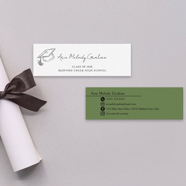 Minitarjeta De Visita Modern Handwritten Script Graduate Name Card (Subido por el creador)