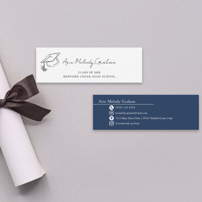 Minitarjeta De Visita Modern Handwritten Script Graduate Name Card (Subido por el creador)