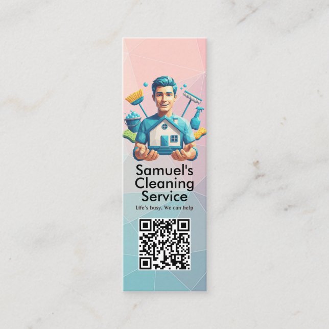Minitarjeta De Visita Modern House Cleaning Maid Service Housekeeping (Anverso)