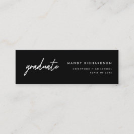 Minitarjeta De Visita Modern Script Black Graduation Name Card Insert
