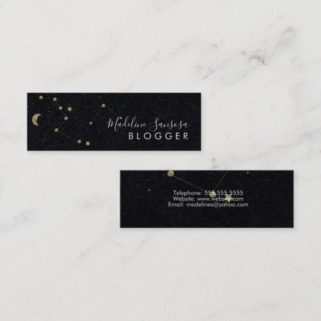 Minitarjeta De Visita Moderna Constellation Gold Minimalista (Anverso / Reverso)