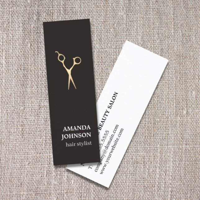 Minitarjeta De Visita Moderna elegante tijeras de oro de imitación negra (Subido por el creador)