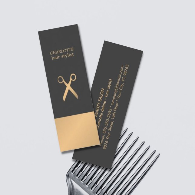 Minitarjeta De Visita Moderna Moda elegante Faux Copper Gray Hair Stylis (Subido por el creador)