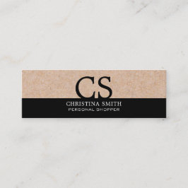 Minitarjeta De Visita Moderna negrita monograma Kraft-Print B&W Typo